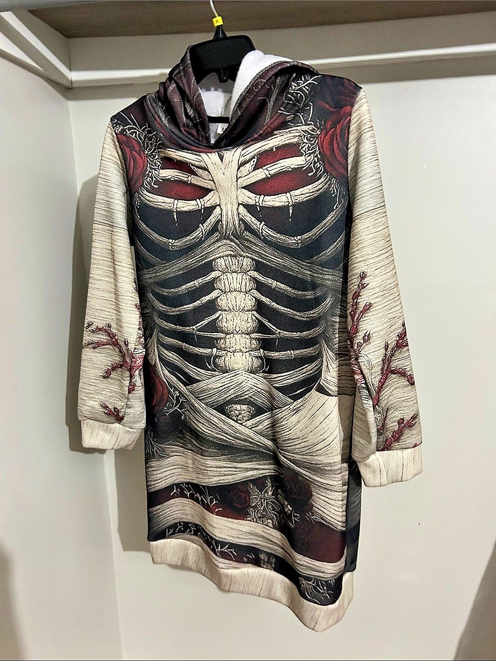 Skeleton Print Hooded Tunic